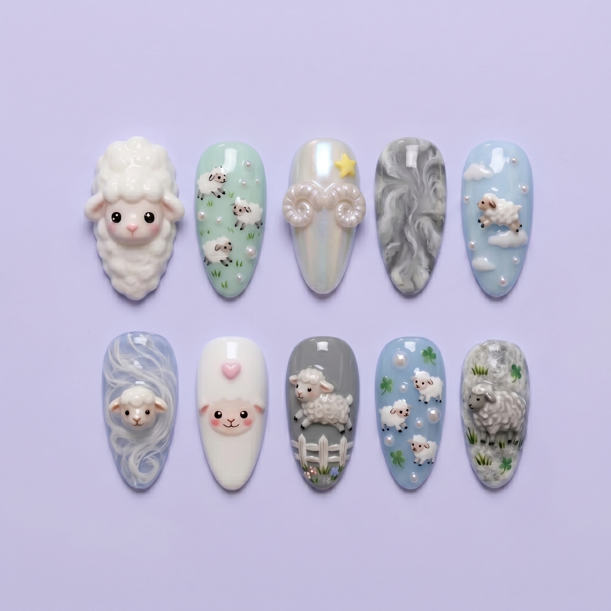Cute Sheep Press On Nails