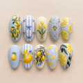 Pastel Blue Lemon Press On Nails