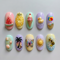 Cute Summer Vacation Press On Nails