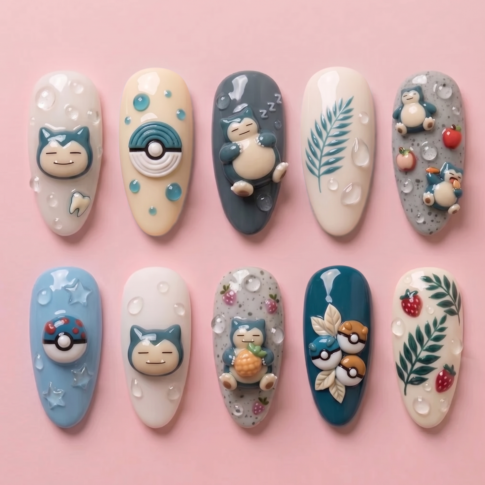 Sleepy Puffy Monster Press On Nails