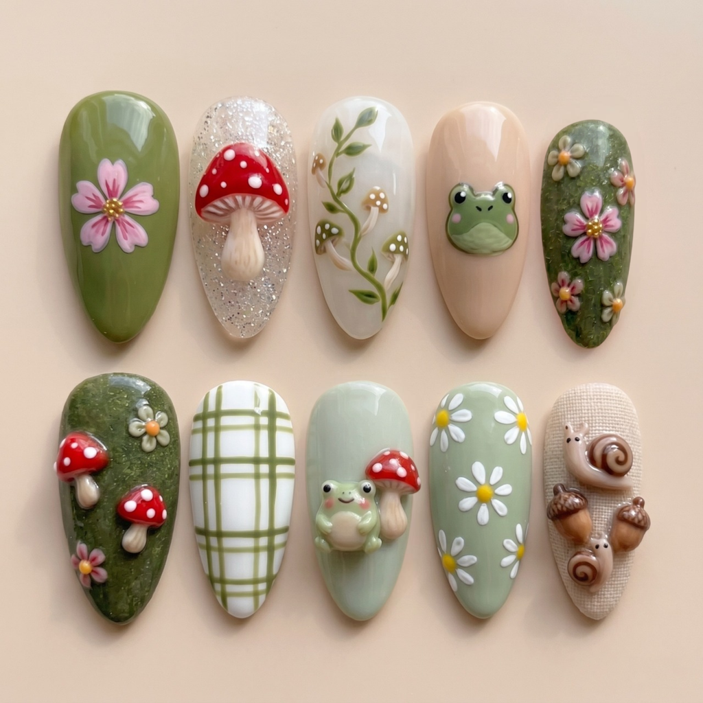 Forest Frog Mushroom Nails