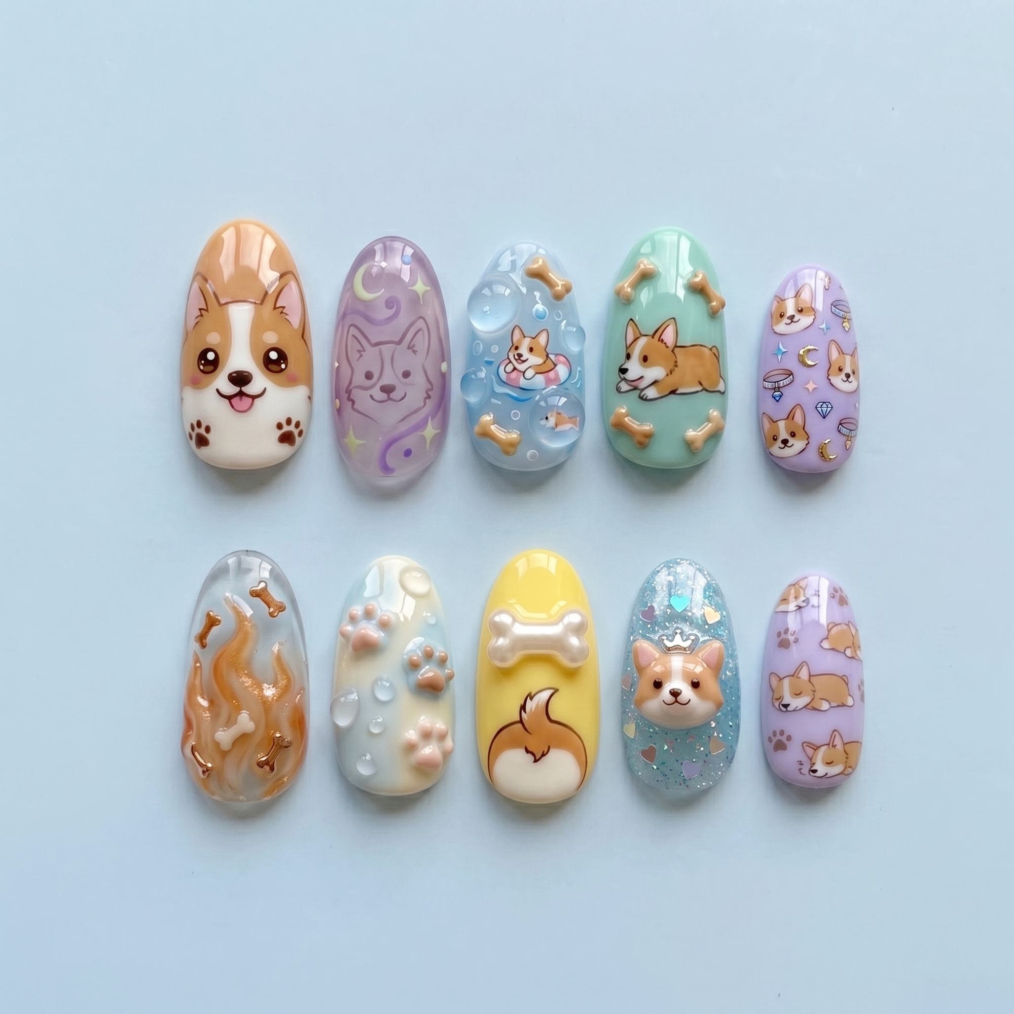 Cute Corgi Press On Nails