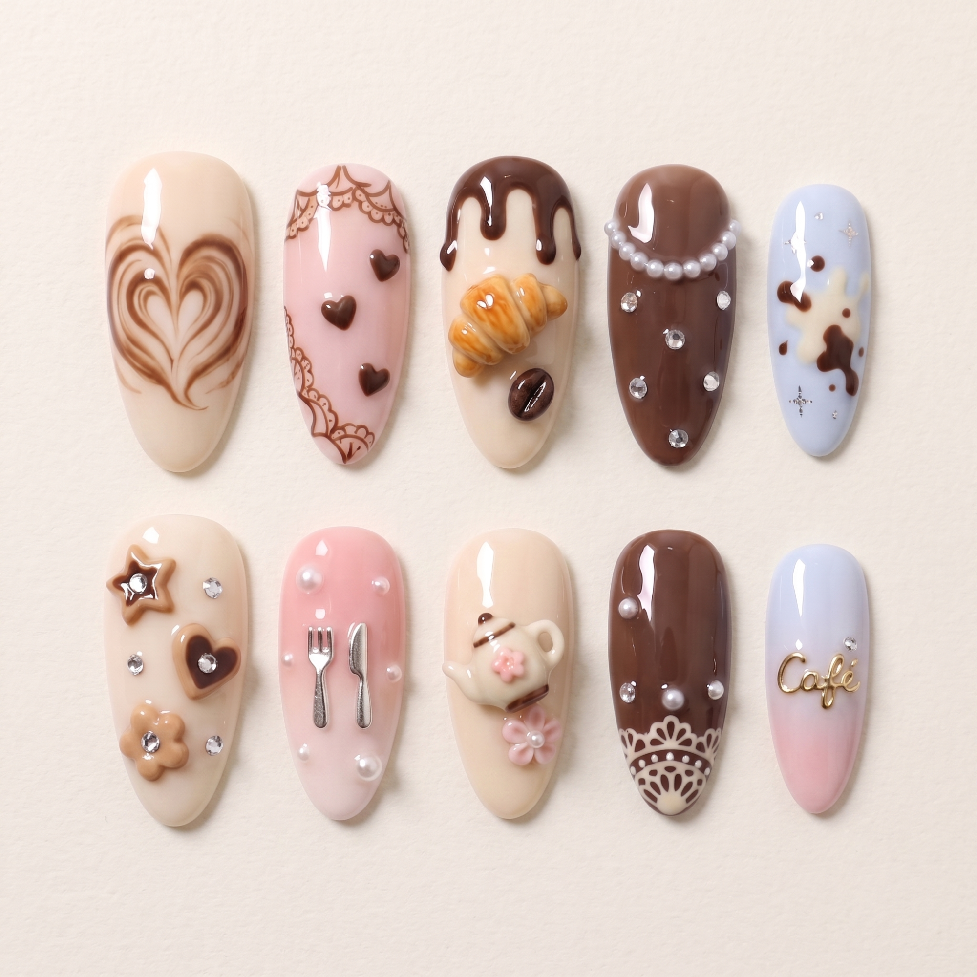 Cafe Mocha Press On Nails