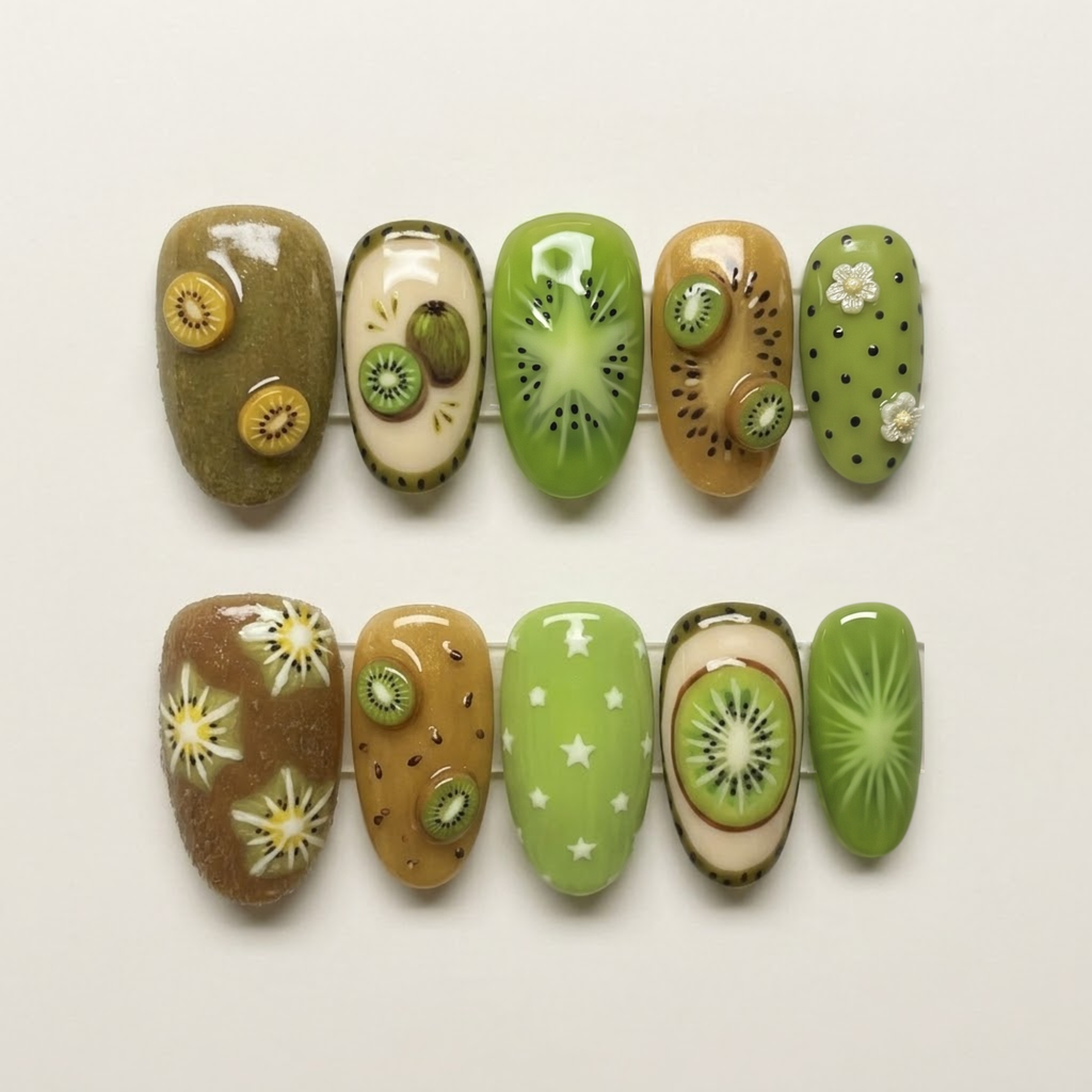 Kiwi Fruit Press On Nails