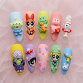Playful Pastel Pop Cartoon Nails