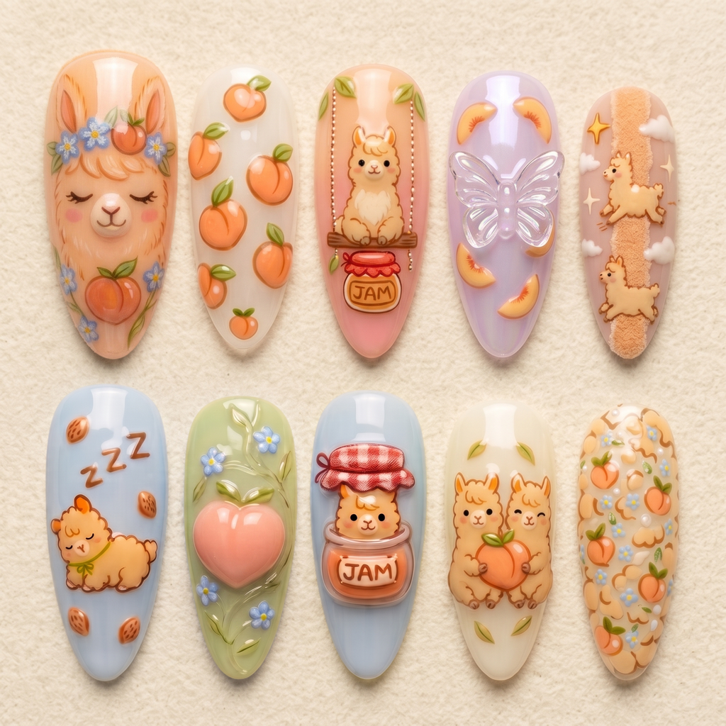 Cute Alpaca Press On Nails