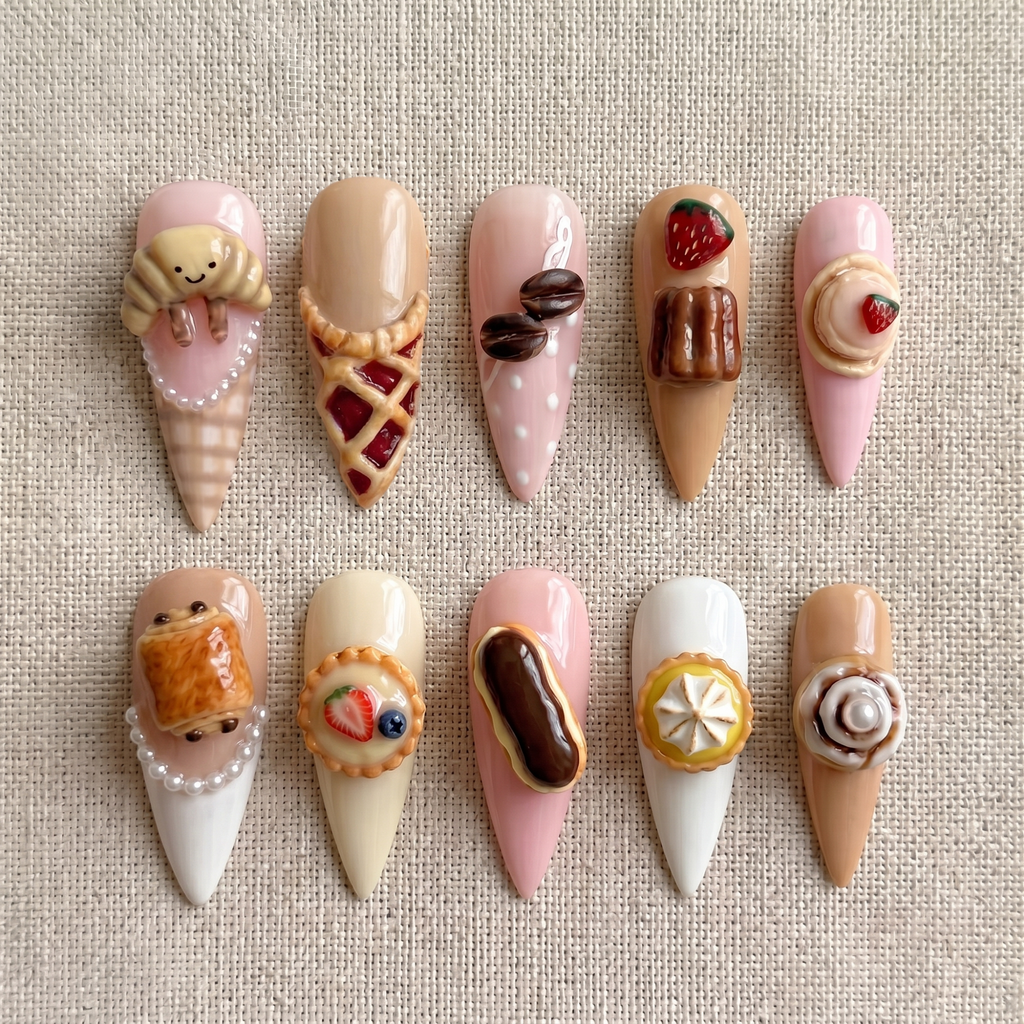 Sweet Dessert 3D Press On Nails