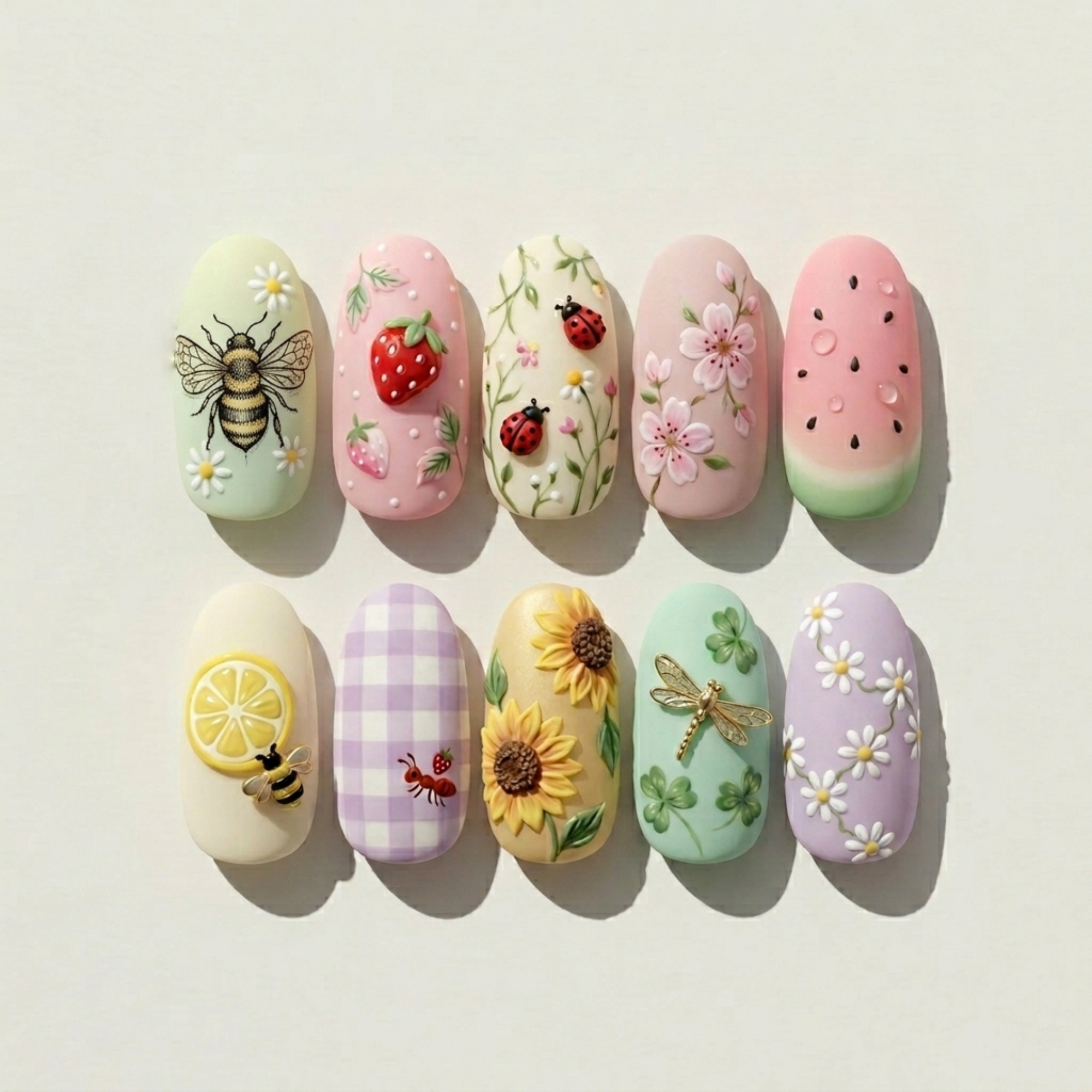 Pastel Summer Garden Press On Nails