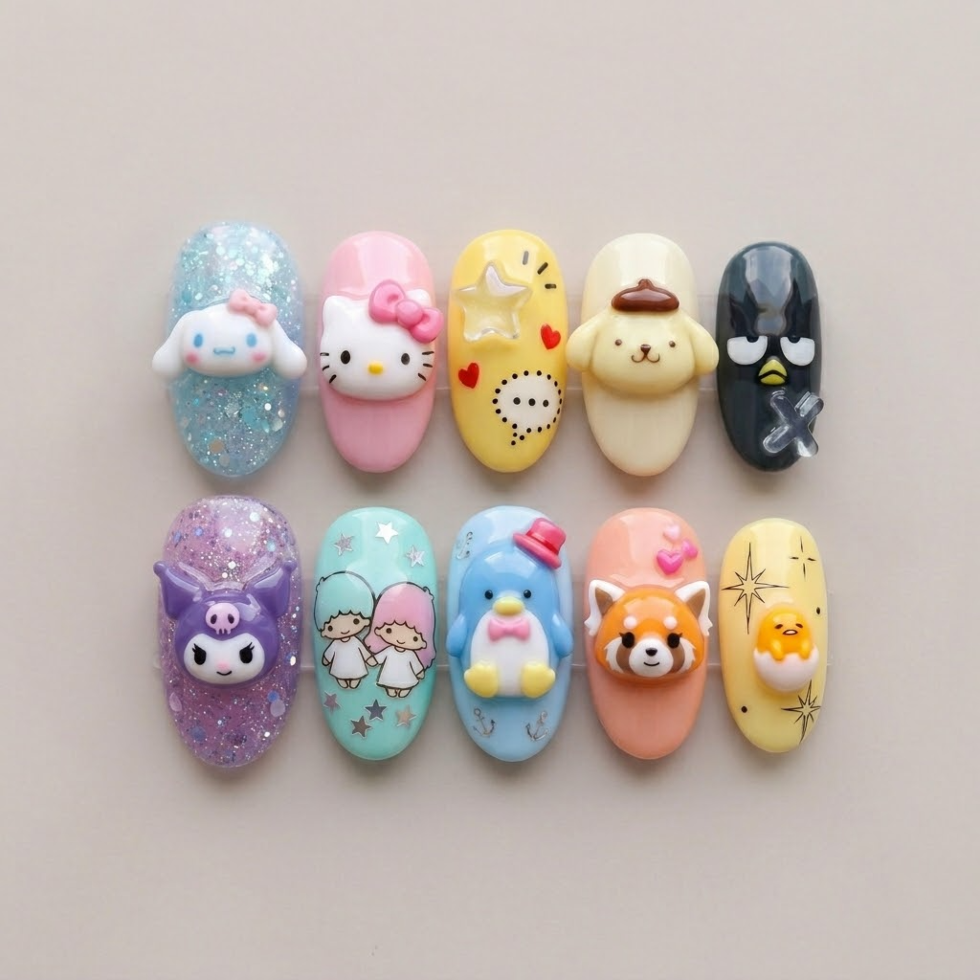 Pastel Kawaii Friends Press On Nails