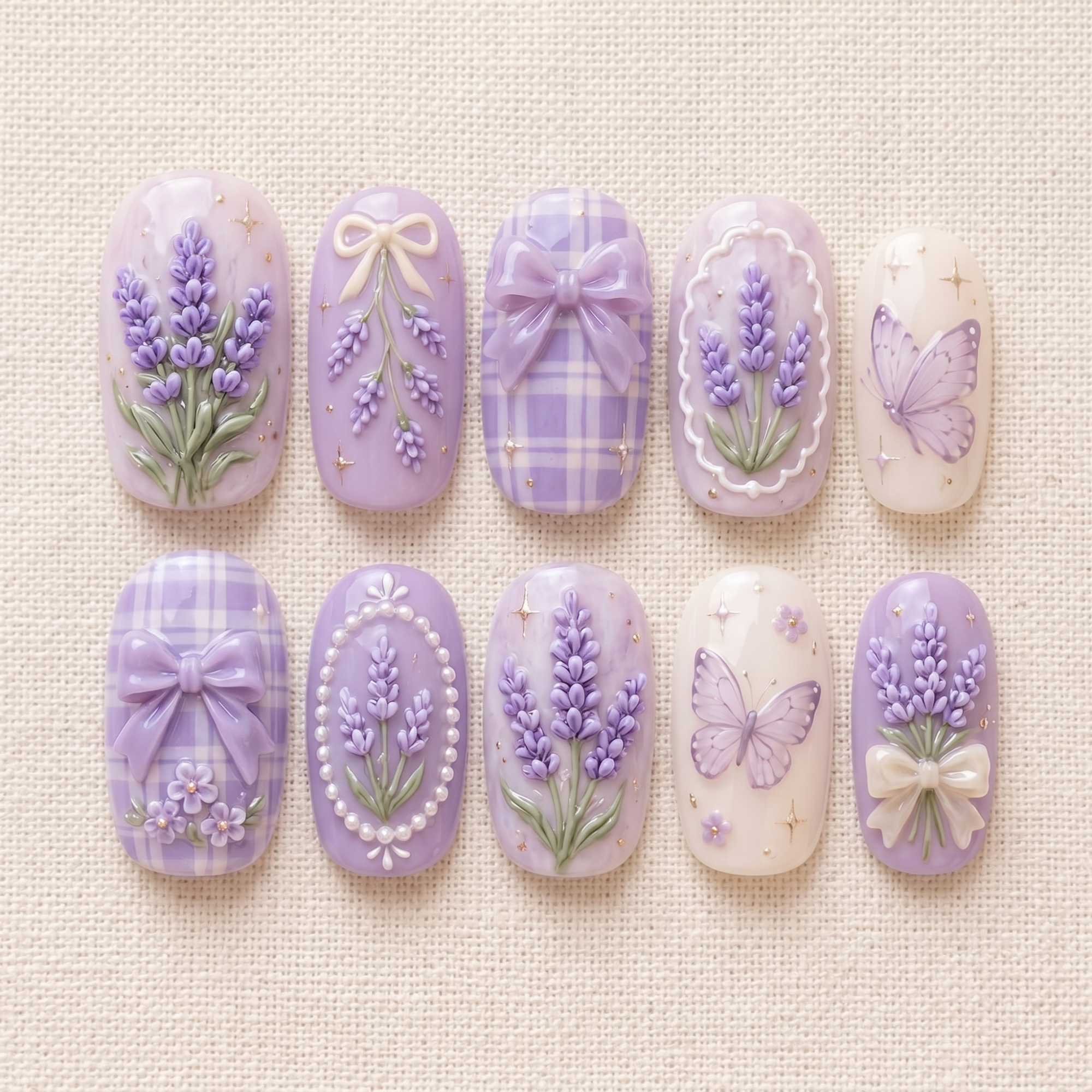 Lavender Butterfly Press On Nails
