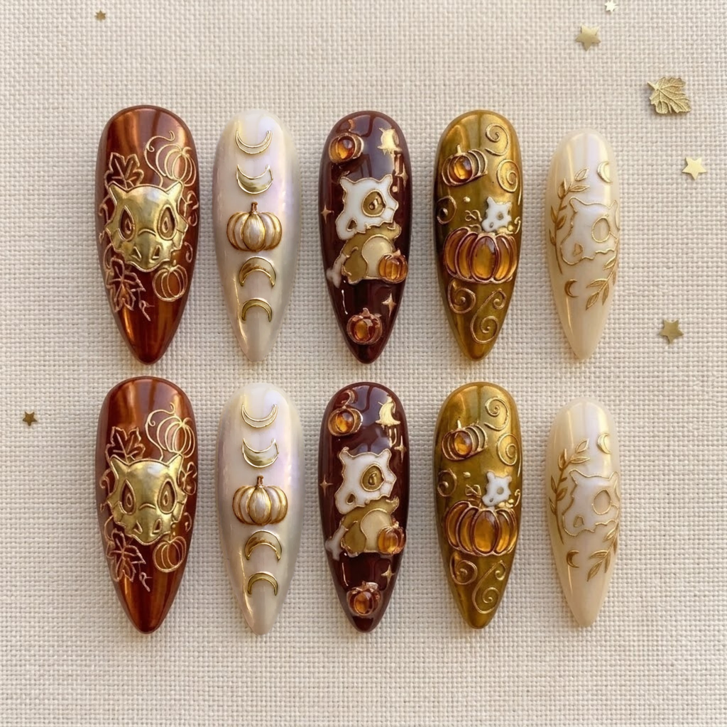 Mystical Harvest Bone Mask Press On Nails