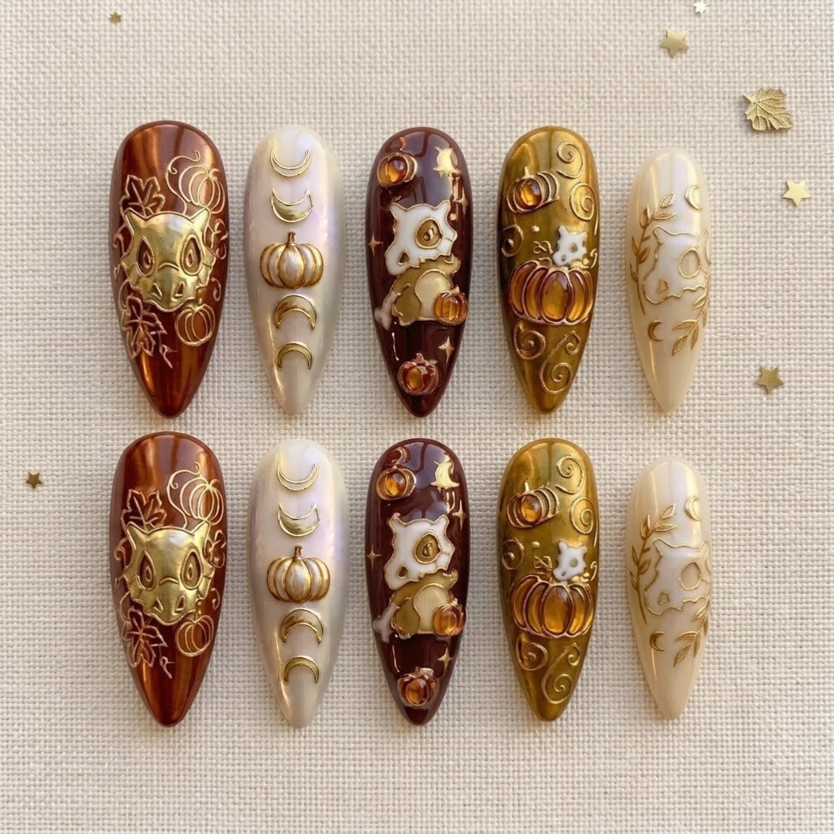 Mystical Harvest Bone Mask Press On Nails