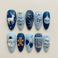 Frosted Blue Christmas Nails