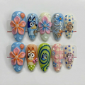 Blue Puppy Blooms Nail Set