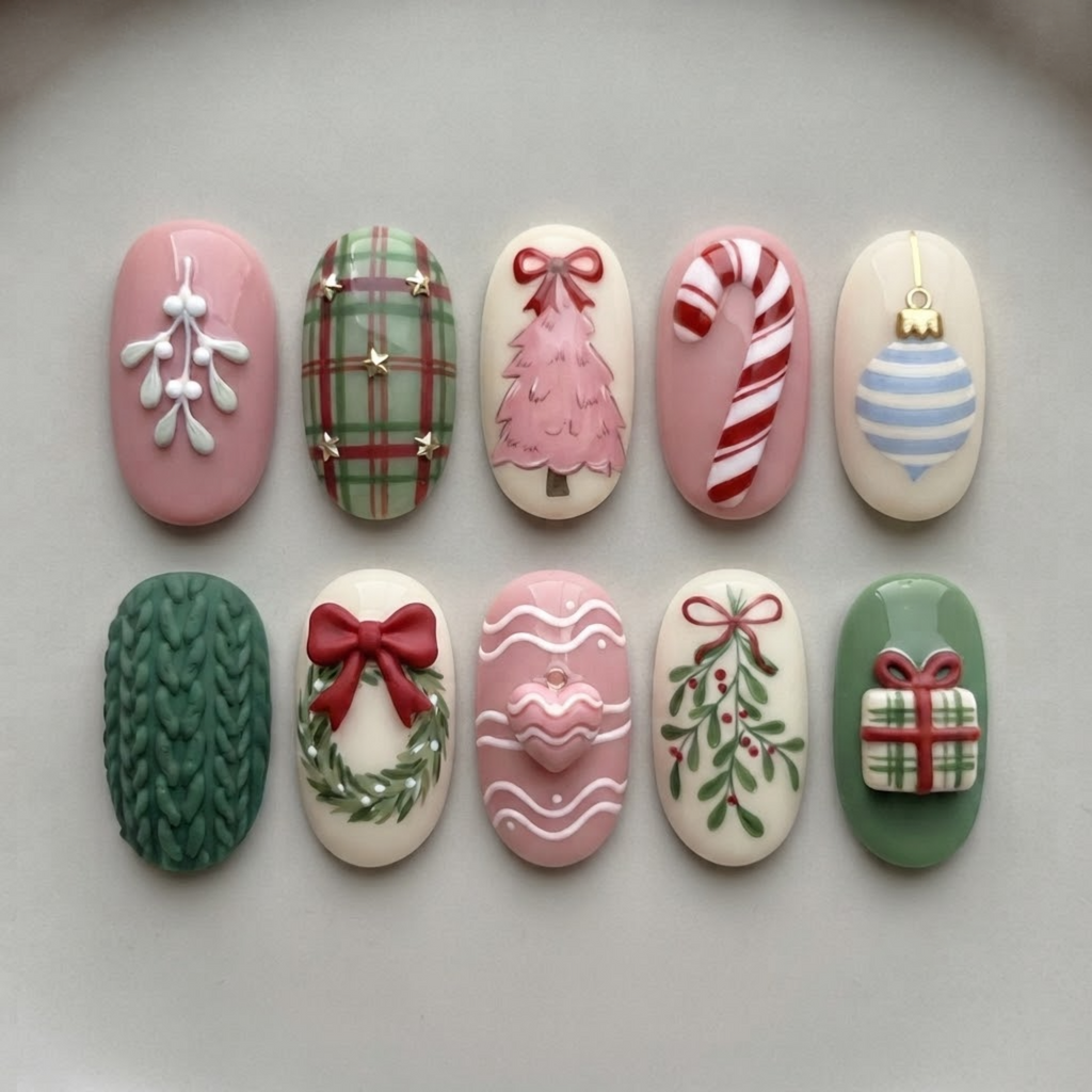 Blush Christmas Dreams Press On Nails