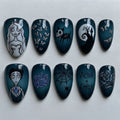 Gothic Wedding Blues Press On Nails