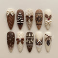 Brown Sweater Christmas Nails