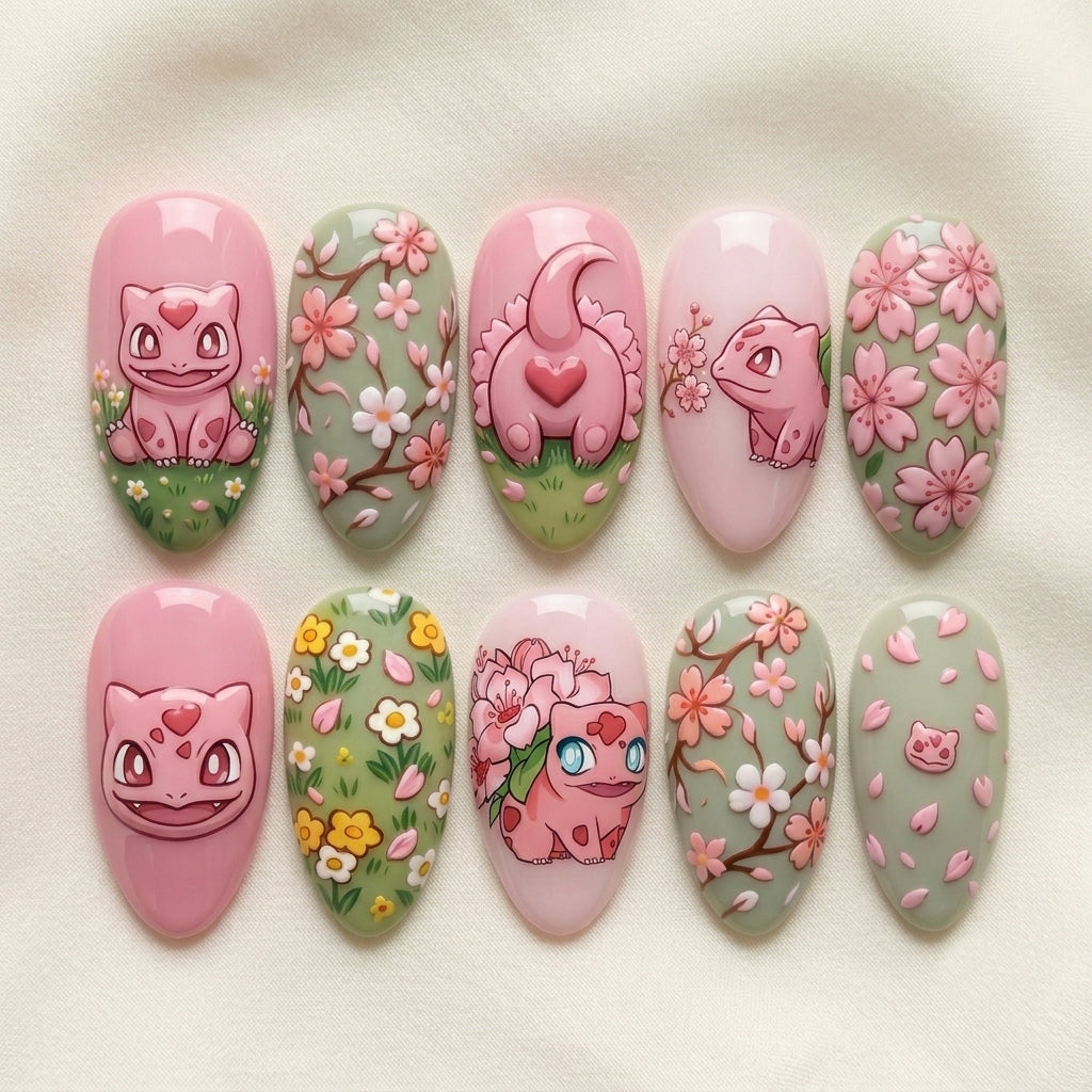 Pink Fantasy Creature Press On Nails