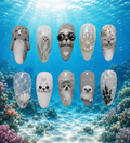 Cute Baby Seal Ocean Pearl 3D Press On Nails