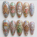 Whimsical Pastel Candy Gingerbread Nails