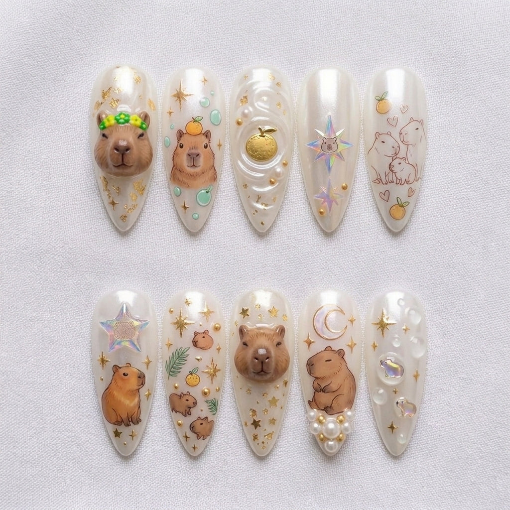 Capybara Celestial Press On Nails