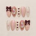 Vintage Pink Bow Kitty Princess Nail Set