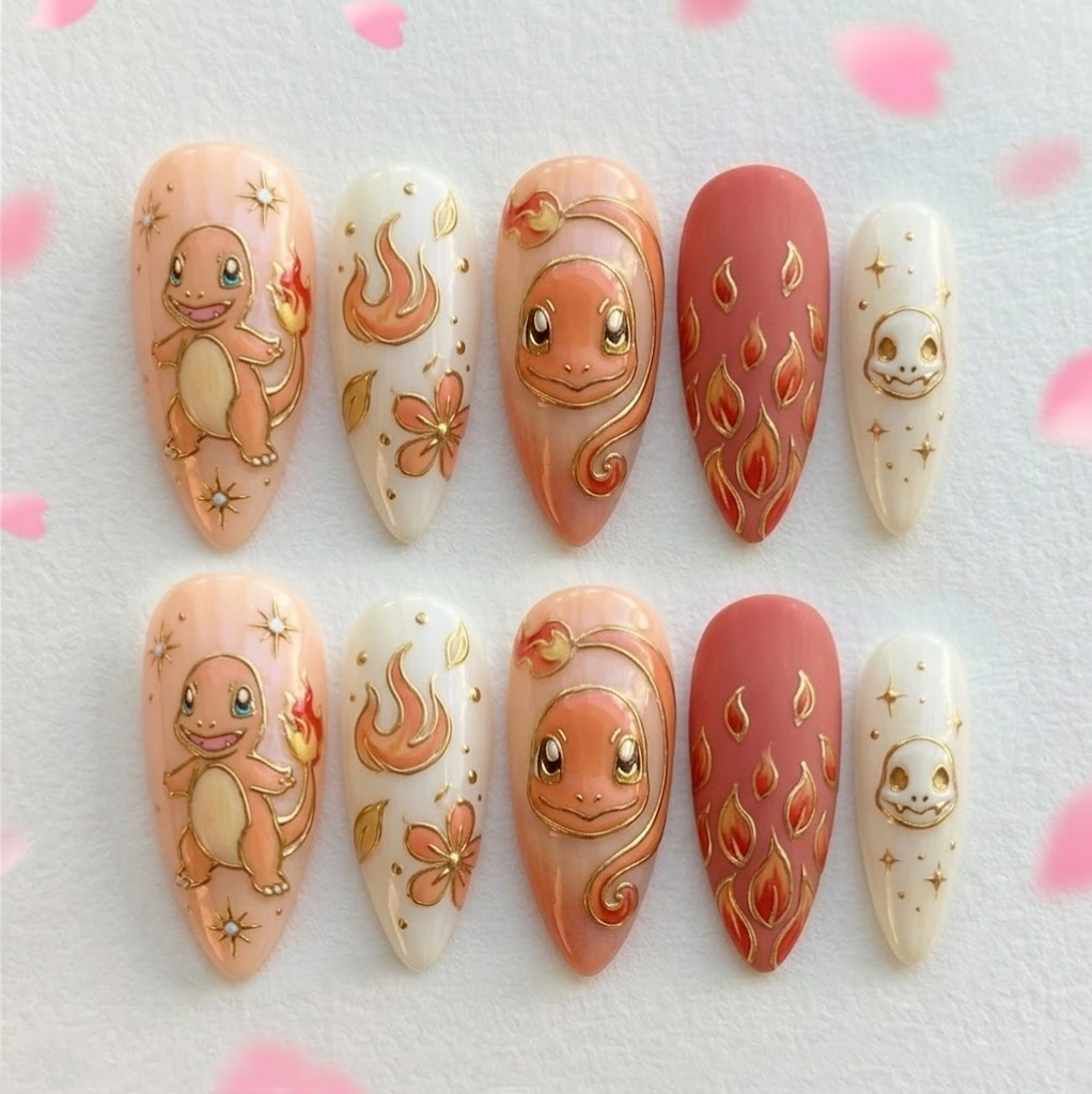 Blazing Little Fire Creature Nail Set