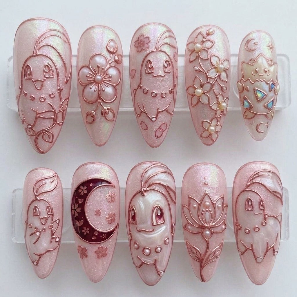 Blushing Leaf Fairy Press On Nails