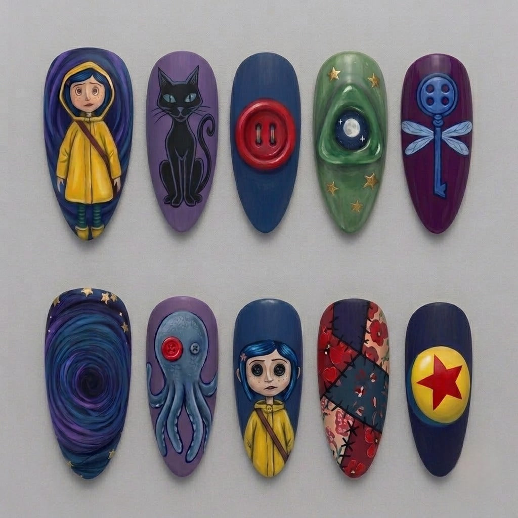 Midnight Button Magic Press On Nails