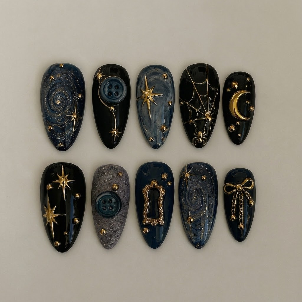 Moonlit Button Dreams Press On Nail