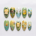 Yellow Duckling Meadow Press On Nails