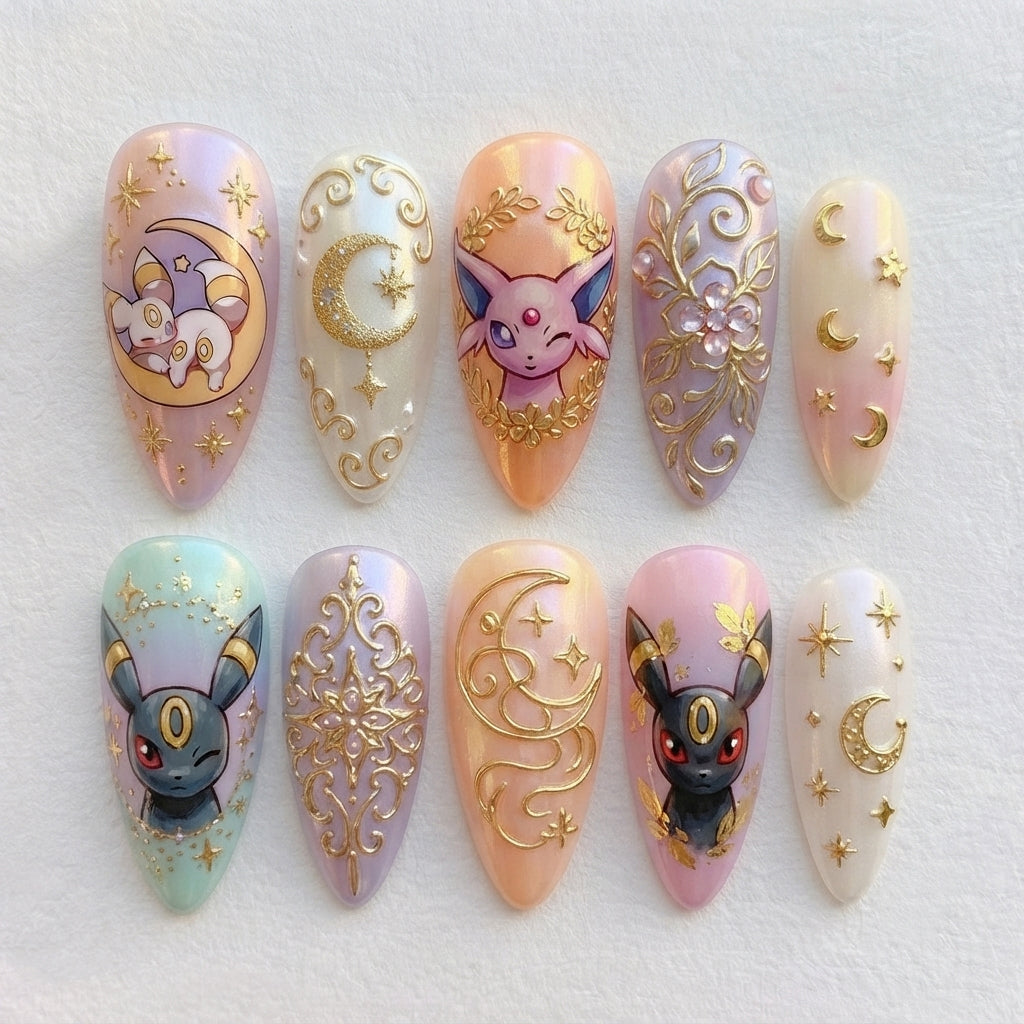 Moonlit Fantasy Creatures Press On Nails