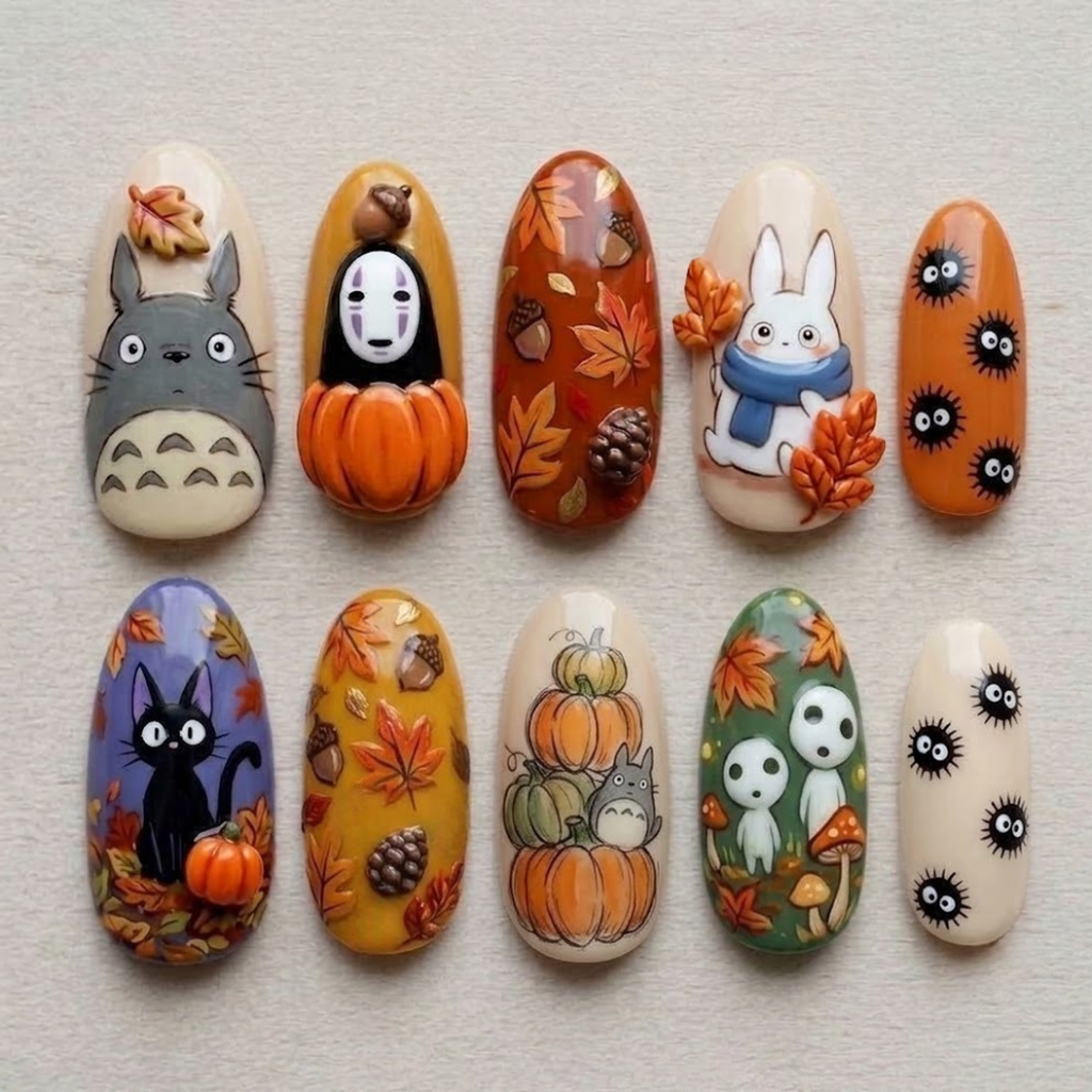 Cozy Autumn Forest Spirit Press On Nails