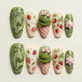 Matcha Strawberry Ice Cream Nails