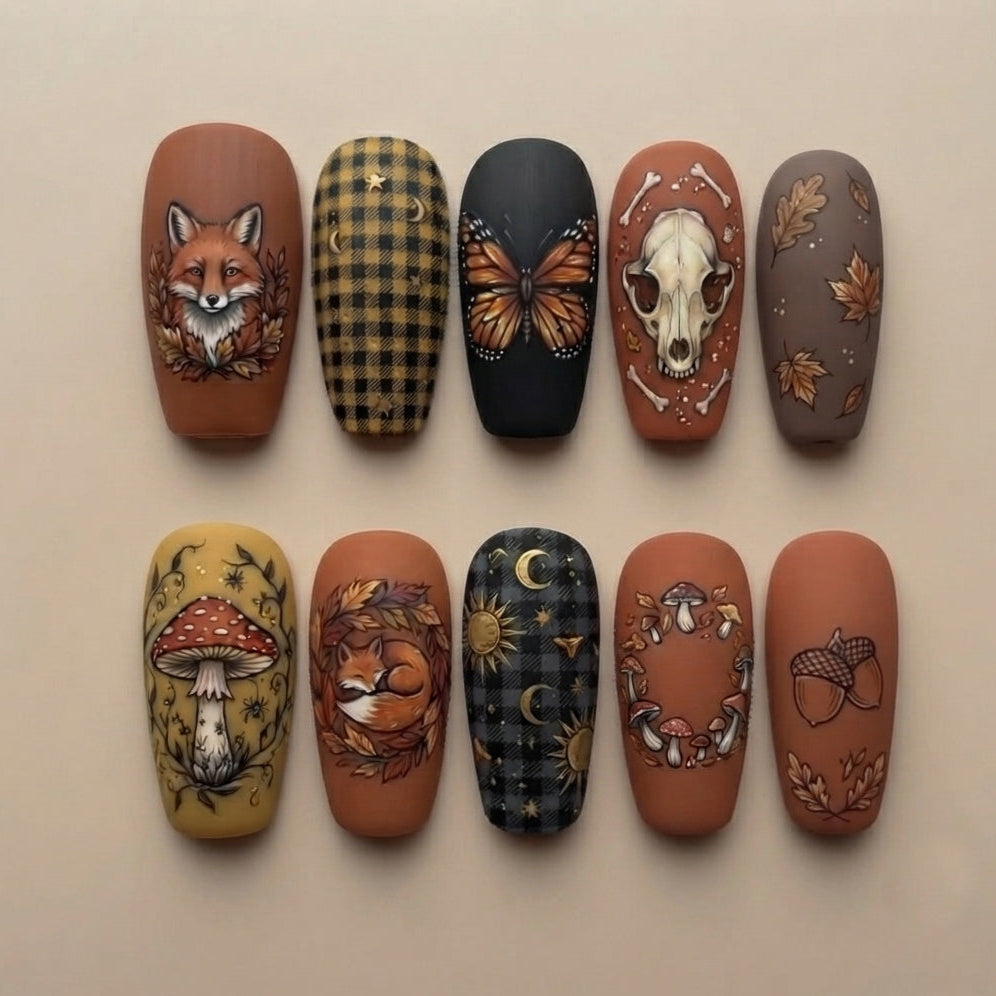 Rustic Forest Fox Fall Press On Nails