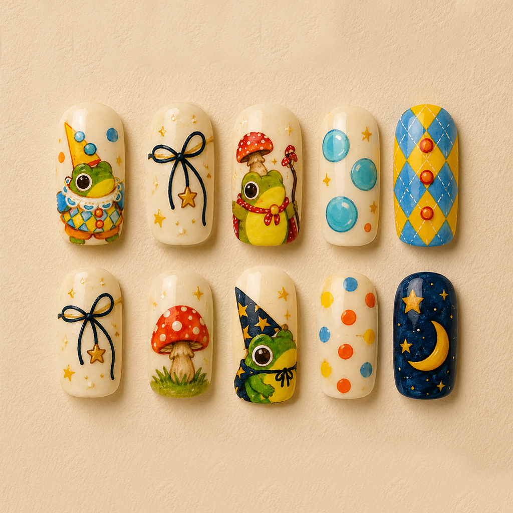 Cute Frog Wizard Press On Nails
