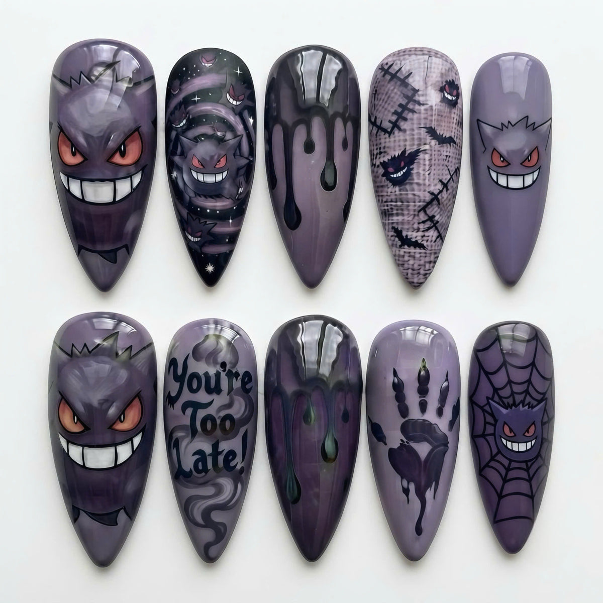 Dark Purple Monster Halloween Nails