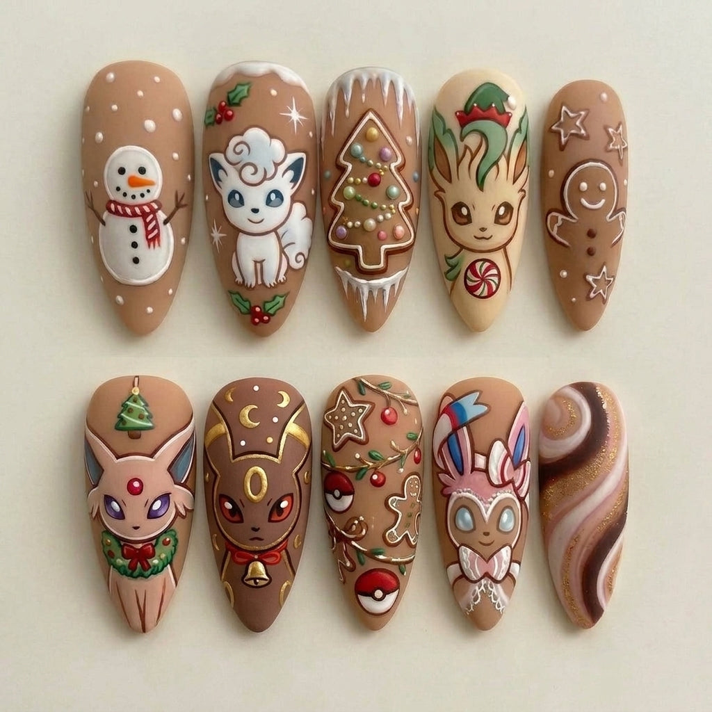 Sweet Cookie Monster Christmas Nails