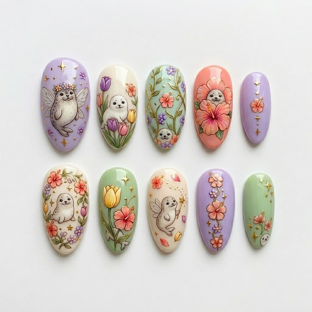 Baby Seal Fairy Press On Nails