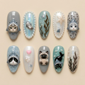Ocean Shark Kitty Pearl Nails