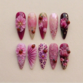 Pink Tulip Ladybug Nails