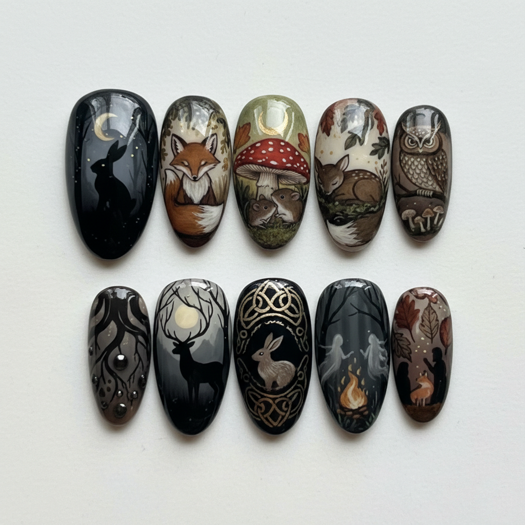 Mystic Dark Forest Press On Nails