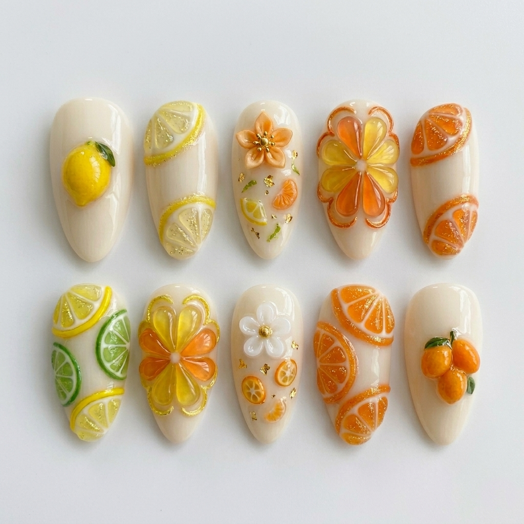 Tropical Citrus Press On Nails