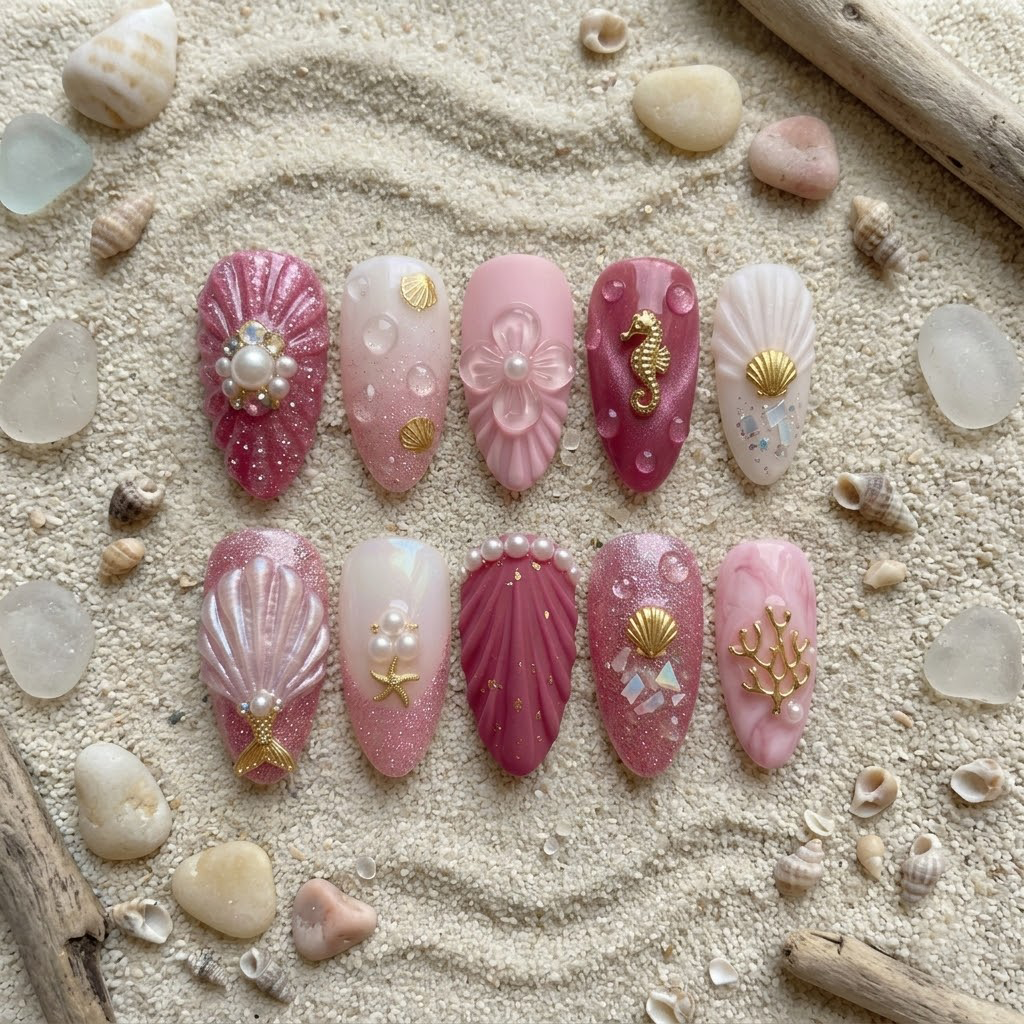Mermaid Shell Fantasy Nail Set