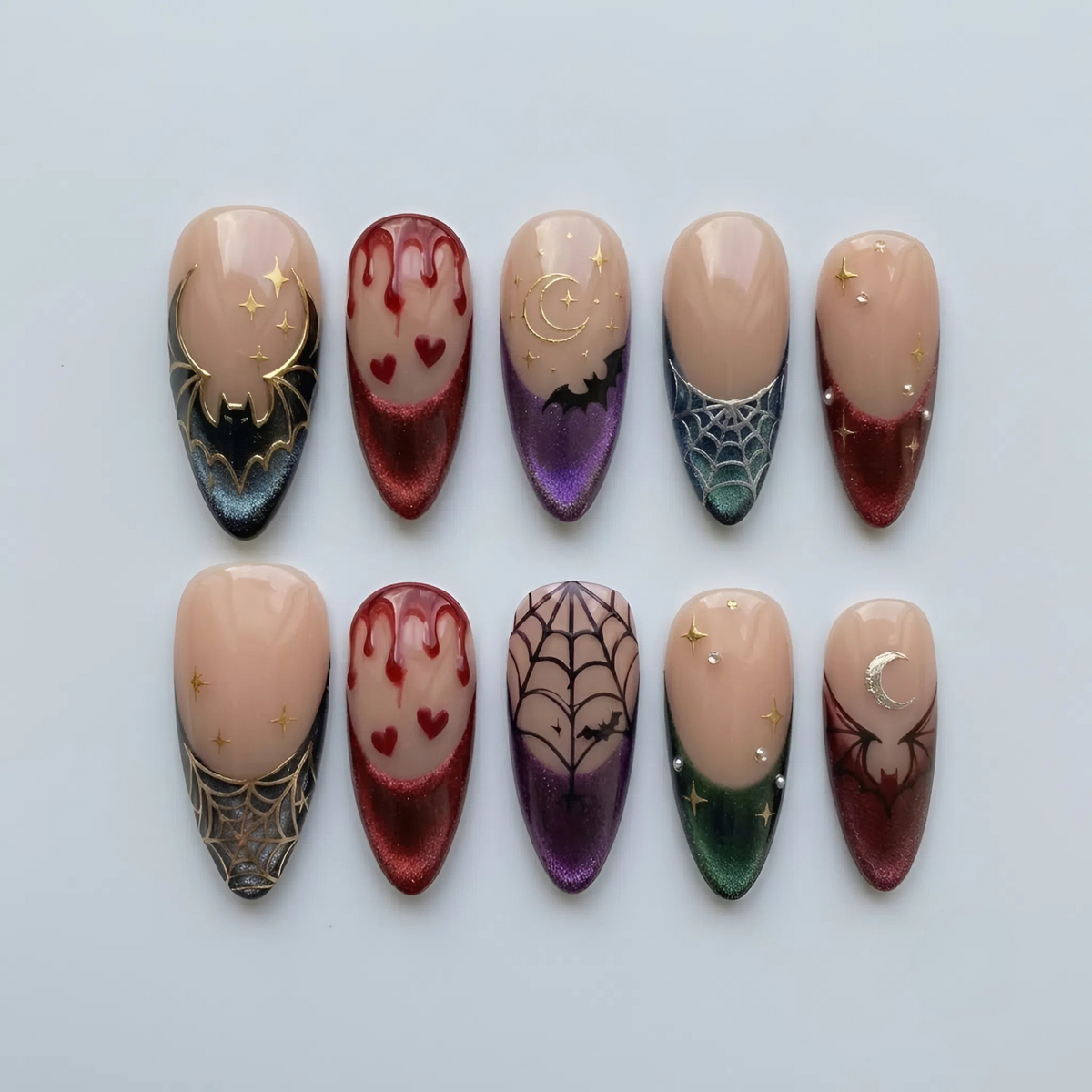 Dark Glam Gothic Halloween Press On Nails