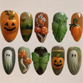 Spooky Fairycore Pumpkin Press On Nails