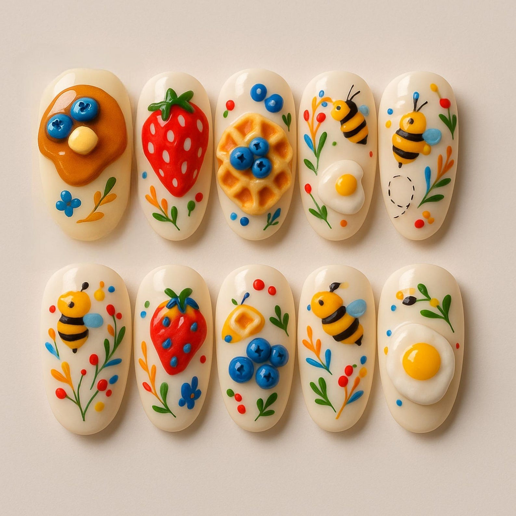 Spring Bee Picnic Press On Nails
