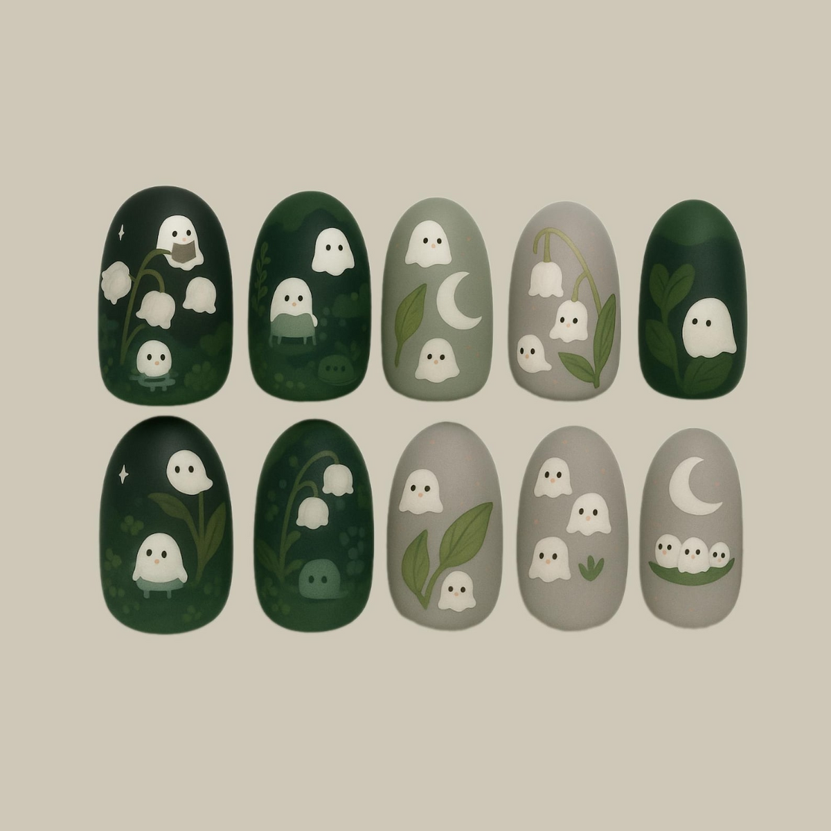 Cute Halloween Ghost Press On Nails