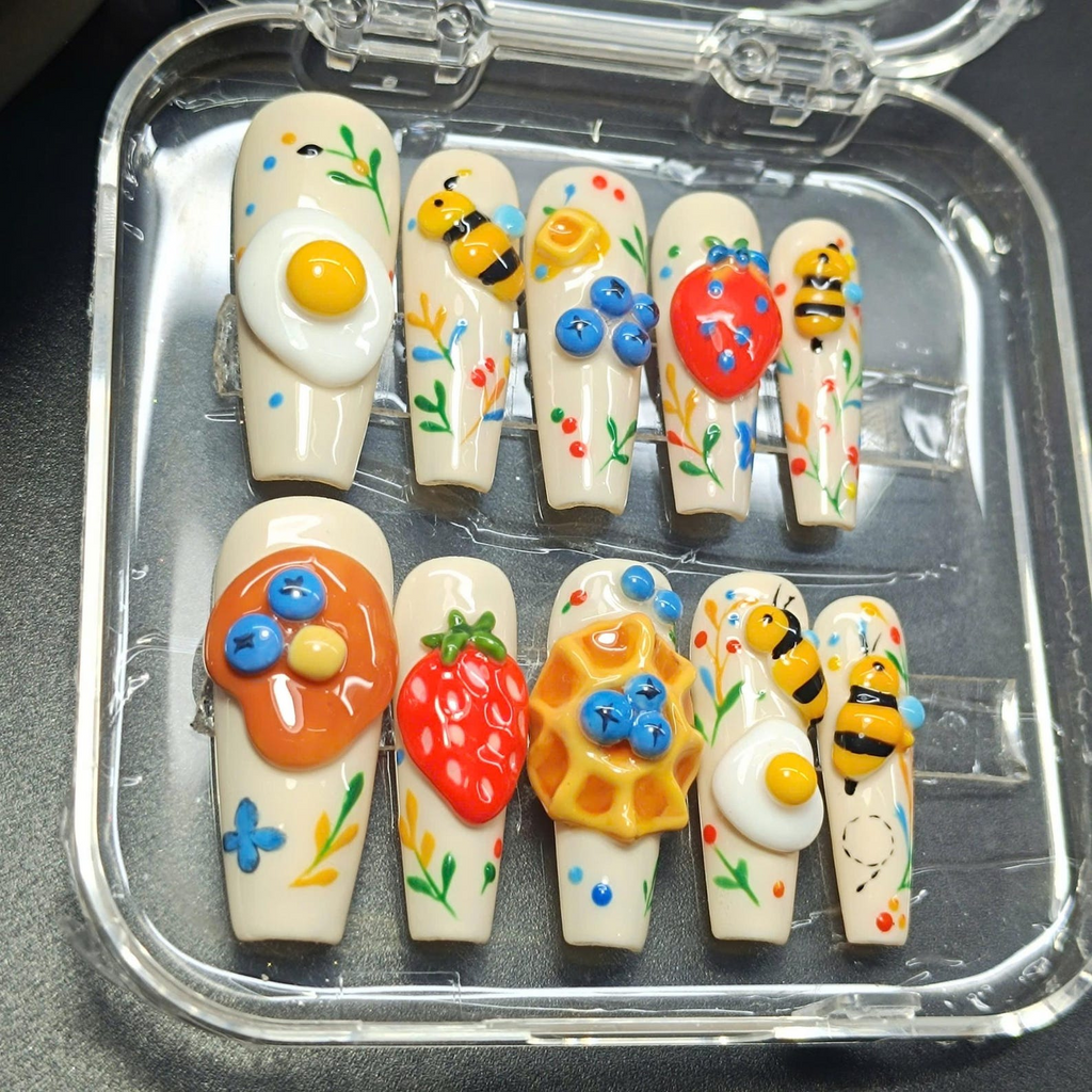 Spring Bee Picnic Press On Nails