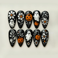 Spooky Halloween Pumpkin Ghost Nails